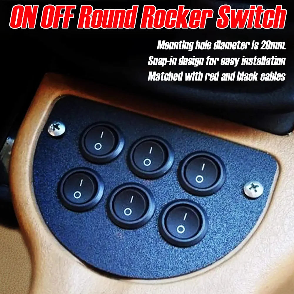 20mm Round Rocker Switch - 12V SPST ON-Off Toggle for Car RV Boat