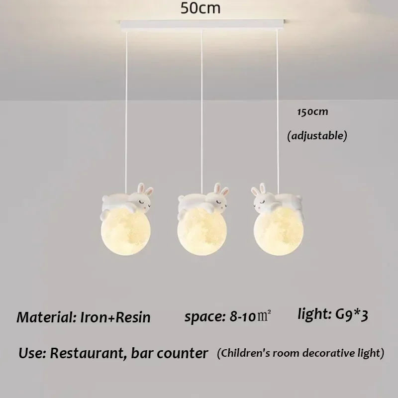 Nordic Little Bear LED Pendant Light - Minimalist Kids Chandelier Hanging Lamp
