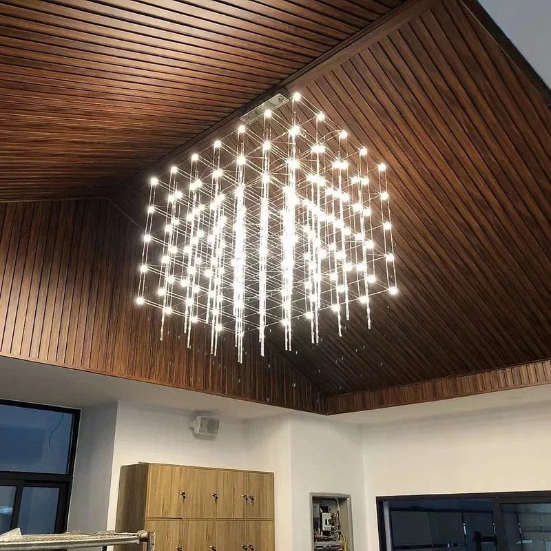2026 Luxury Cube Glass Chandelier - Modern Villa & Hotel Lobby Hanging Lamp