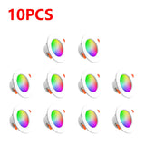 1-10 Pack Smart RGB LED Recessed Downlight (10W Dimmable, Warm to Cool White) - Round Color-Changing Ceiling Spot Light Panel Lamp for Bedroom & Living Room Decor
