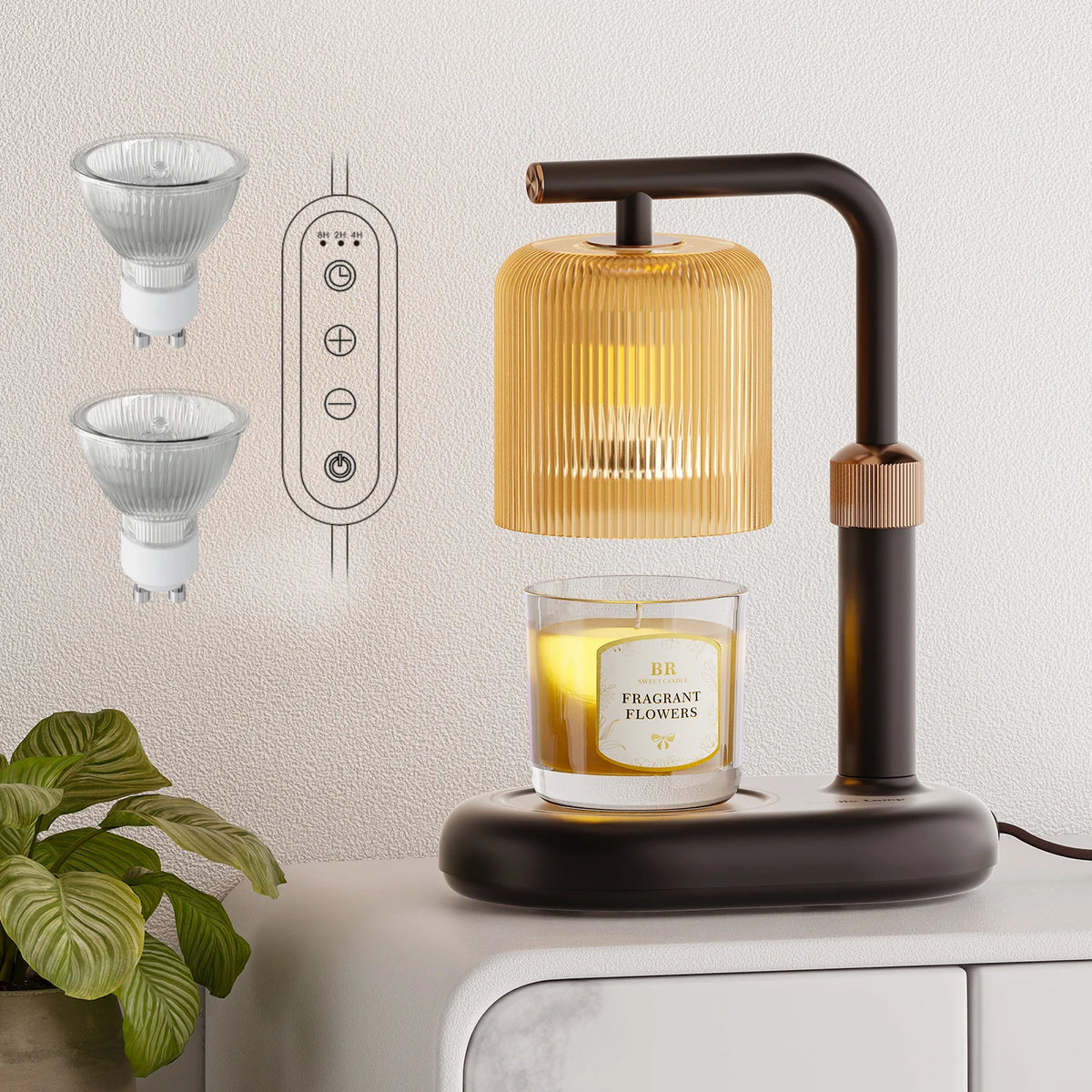 50W Candle Warmer Lamp with Timer Dimmable Dsek Lamp Warmer Glass Candle Warmer Adjustable Candle Light Cozy Bedroom Home Decor