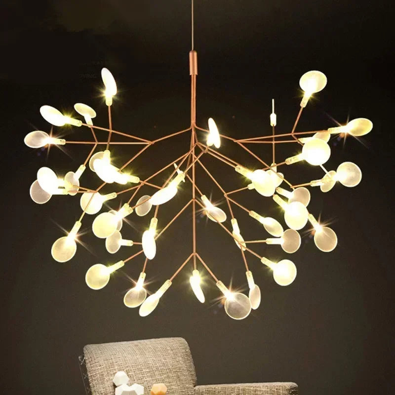 Nordic Circular Chandelier Living Room Kitchen Corridor Postmodern Tree Branch Design Firefly LED Pendant Light Led Lamp