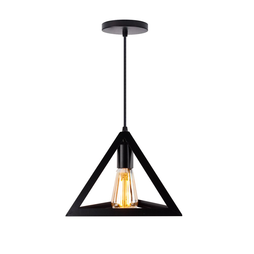 Modern Cage Pendant Light E27 Iron Minimalist Vintage Scandinavian Loft Pyramid Pendant Lamp Metal Hanging Ceiling Lamp Fixtures