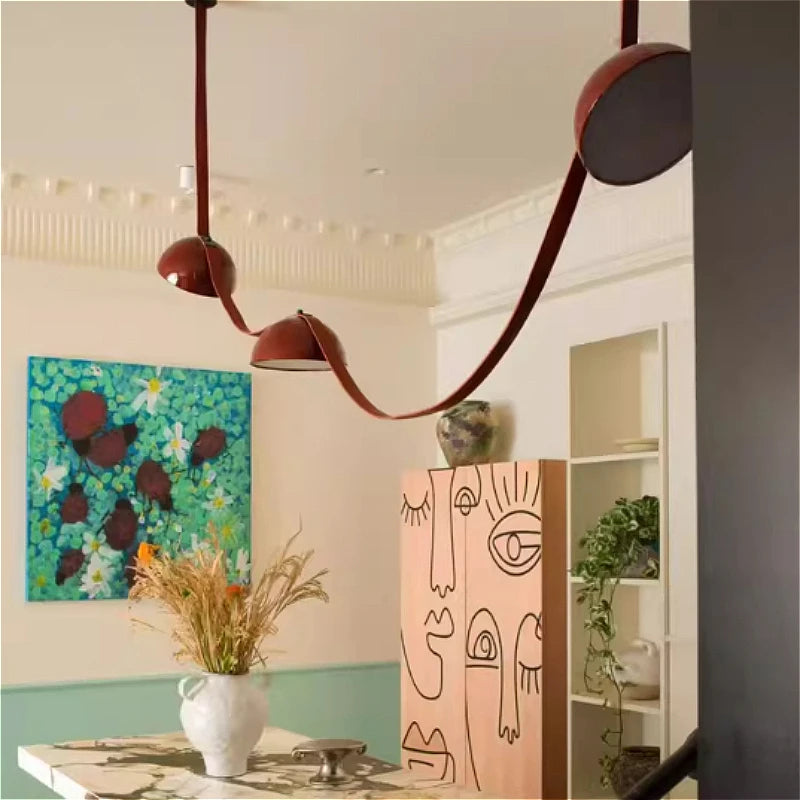 Italy Design Leather LED Pendant Lights Black Orange Lustre Villa Lobby Islands Hanging Lamps Home Decor Factory Outlet Lighting