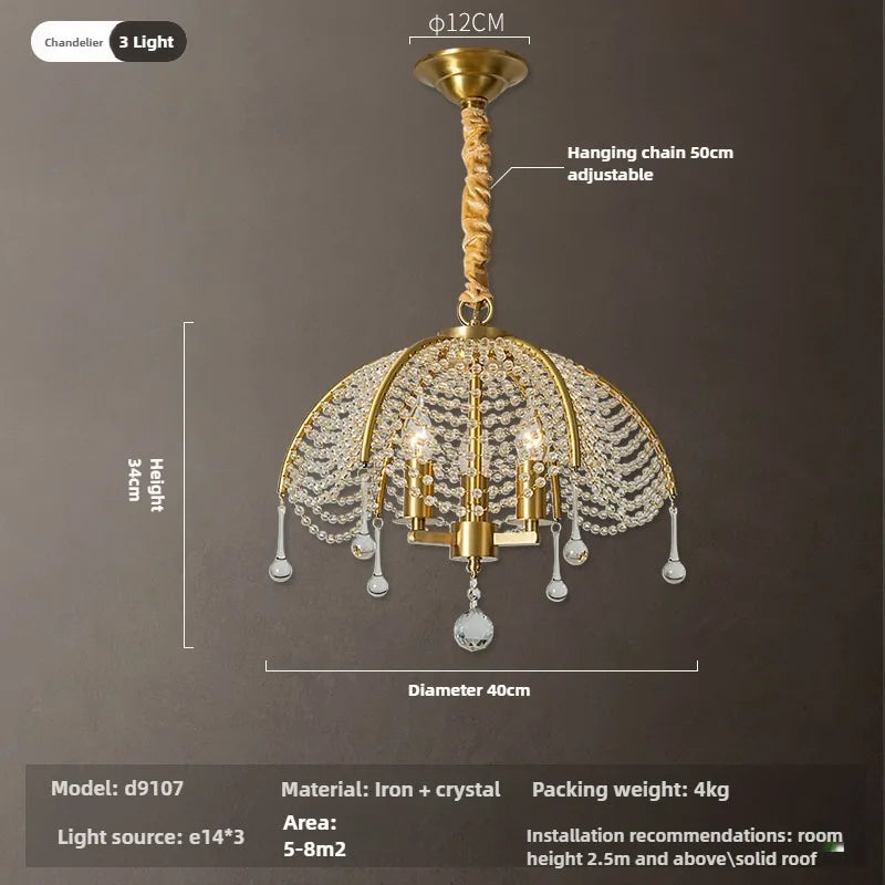 Nordic Modern Crystal Chandelier Pendant Light For Living Room Bedroom Dining Room Bar Kitchen E14 Bulb Decorate Hanging Lamp