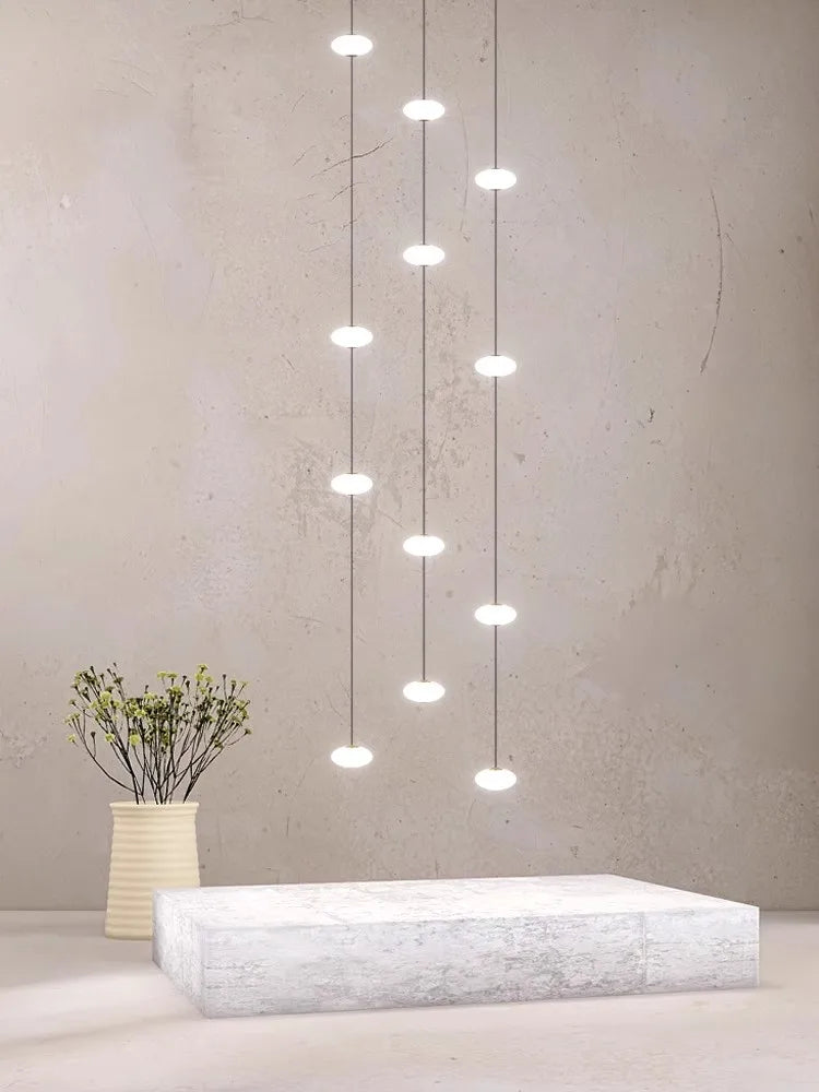 LED Minimalist Style Chandelier Hanging Stairs Pendent Lamp Designer Living Room Kitchen Bedroom Pendant Light Indoor Lighting