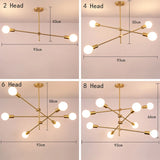 Nordic Iron Gold Pendant Lamp - Geometric LED Light for Dining Room