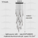 Nordic Minimalist Chandelier Home Decor Living Room Loft Chandelier Interior Lighting Duplex House Villa LED Stair Pendant Light