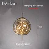 Nordic Net Red Bedside Chandelier Girl Light Luxury Long Line Personality Art Full Of Stars Hotel Bar Glass Small Chandelier