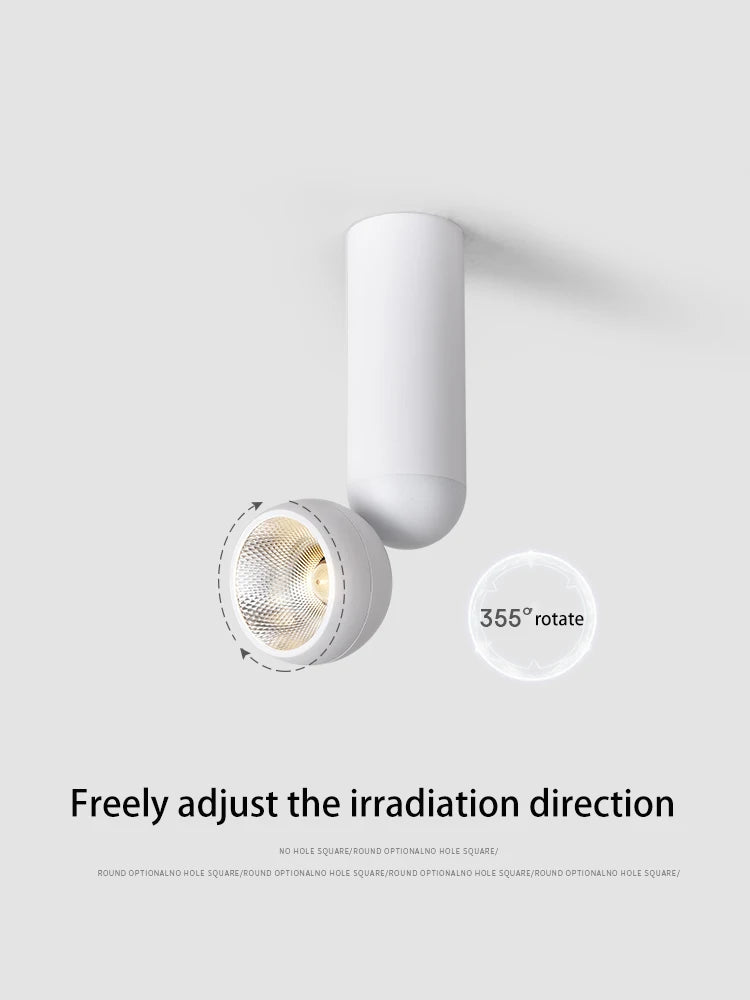 High CRI 90+ LED Surface Spotlight - 355° Rotatable Ceiling Spot Lamp