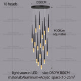 New Luxury Chandelier Nordic Conical Light Modern Living Room Duplex Attic Long Pendant Light Villa Staircase LED Pendant Light
