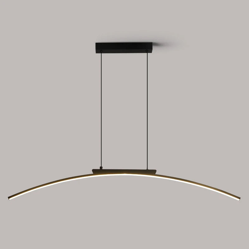 Contemporary LED Arc Pendant Light - Sleek Hanging Lamp for Dining Room