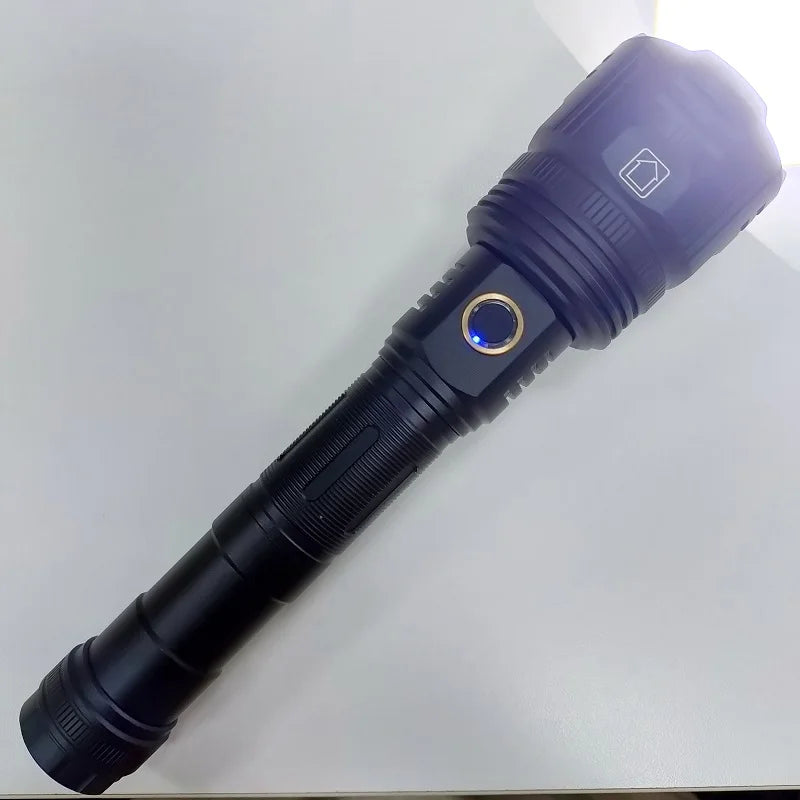 New Super Flashlights Torches Ultra Powerful Flashlight USB Recharge Flash Light 12000MAh LED Flashlight Zoom Tactical Lantern