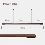Minimalist Black Walnut Hanging Pendant Light Solid Wood Dining Lamp LED Long Strip Indoor Lighting for Living Room Kitchen Deco