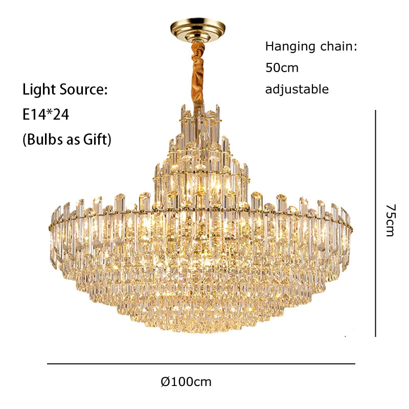 LED Luxury Light Fixture Lustre Crystal Ceiling Chandeliers Hanging Lamps Modern Decor High-end Home Appliance for Dining Room