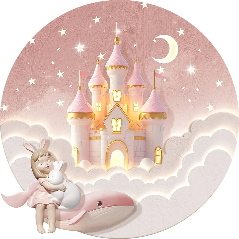 Children's Room Decoration Painting Wall Lamp Girls' Room Hanging Painting New Creative Cartoon Castle Lamp Painting bedroom LED
