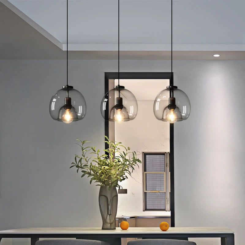  Modern Nordic Chandelier 3 Heads Iron Glass Indoor Home Decors Pendant Lights Dining Room Bar Salon Hanging Lamp Fixtures