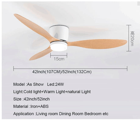 Low Floor Ceiling Fans Only 42 Inch 52 Remote Control Cooling Fans Lamp Design Ceiling Fan With Light White wood Black Color FAN