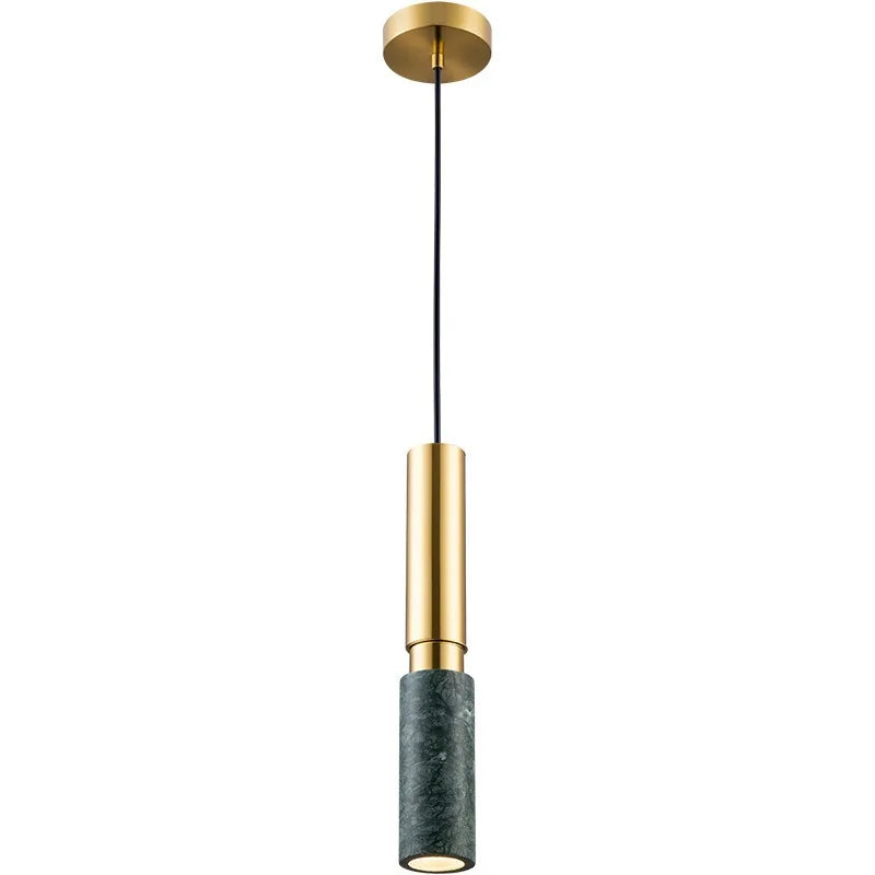 Modern Long Tube Stone Pendant Light - Natural Yellow Travertine Chandelier