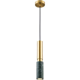 Modern Long Tube Stone Pendant Light - Natural Yellow Travertine Chandelier