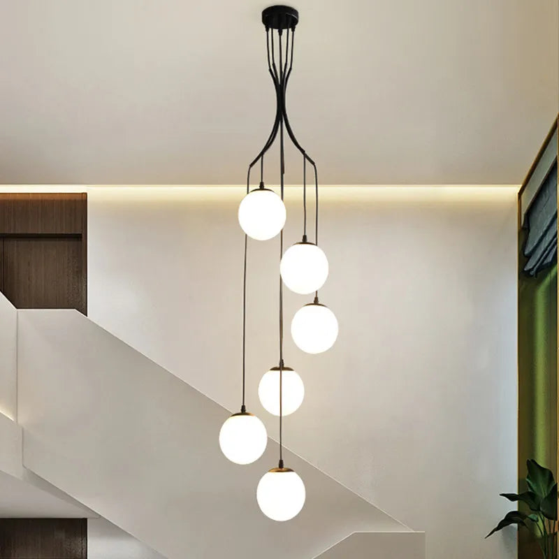 Modern Nordic Spiral Staircase Pendant Light for Dining Room Loft Apartment Villa Stairwell Decoration Chandelier Home Decor