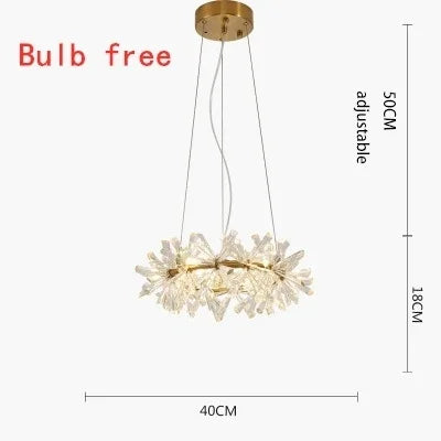 Modern Luxury Crystal LED Chandelier Lighting Nordic Firefly Ceiling Chandeliers For Living  Flower Ring Pendant Lamp