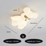 Nordic White Bear Lamp Children's Room LED Ceiling Lamps Minimalist Creative Boy Girl Bedroom Youth Room Decor Lights