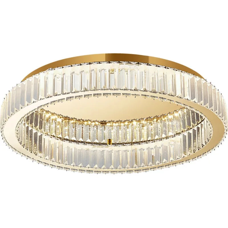 Modern Simple Crystal Circle Lamp Ceiling Chandelier Living Room Bedroom Study Decorative Led Indoor Lighting Ceiling Light