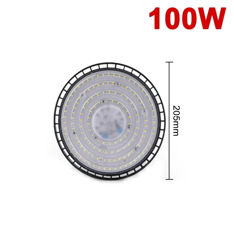 220V UFO LED High Bay Light (100W/150W/200W) - Super Bright IP65 Waterproof Industrial Lighting for Warehouse & Factory