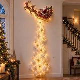 2027 Christmas Magic Trail Wall Light-LED Glowing Xmas Scene Wall Decoration,Santa Sleigh Reindeer Hanging Decor for New Year Pa