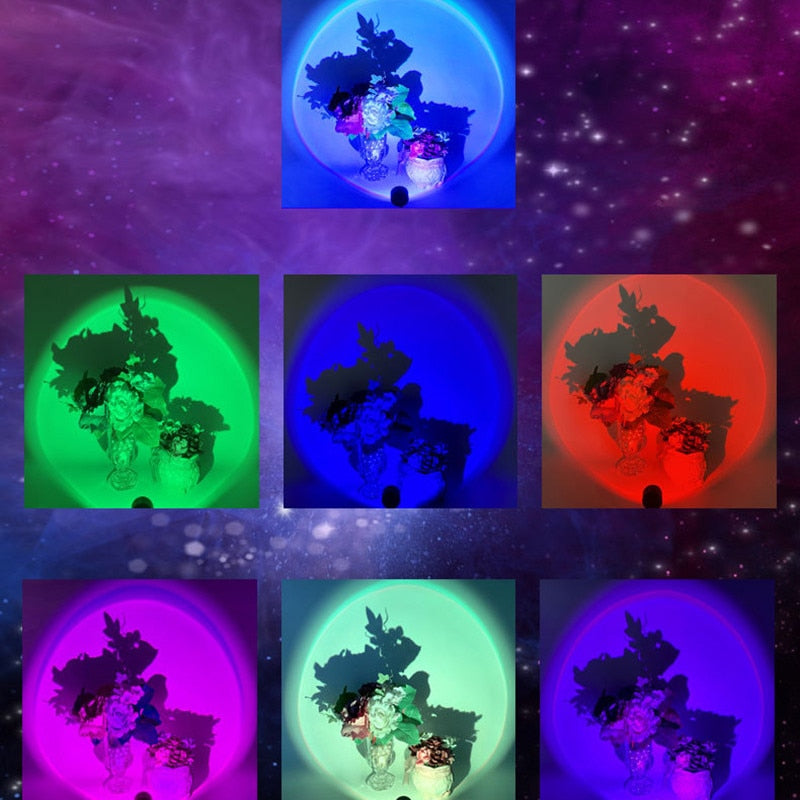 Sunset Lamp LED USB Rainbow Neon Night Light Projector Photography Wall Atmosphere Light For Bedroom Home Room Decors Gift