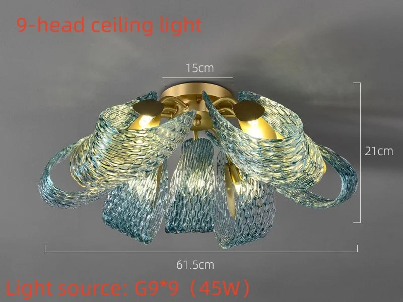 Modern Creative Blue Glass LuxuryLED Pendant Lamp Corridor Bedroom Living Room Restaurant Kitchen Chandelier Home Decor Lighting