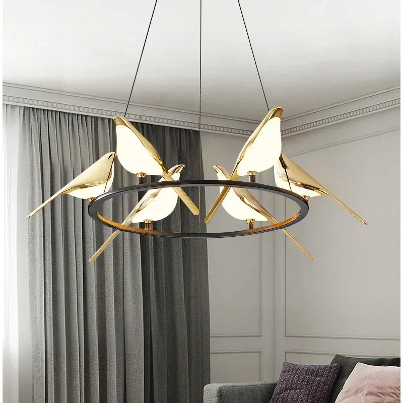 Modern Magpie Ceiling Chandelier Bedroom Bird Led Lighting Creative for Living Dining Table Lamps Room Home-appliance Decoration