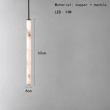 Cylindrical Natural Marble Chandelier Black Brass 3000K Indoor Bedroom Parlor Pendant Lamp Cord Adjustable