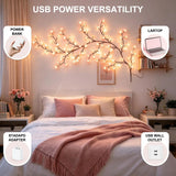Cherry Willow Vine Lights for Kawaii Room Decor, 72LEDS Pink Cherry Blossom Tree Branch Lights for Wall, Remote Timer, 8 Modes, Bedroom Doors Wedding Christmas Decor, USB