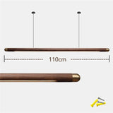 Walnut Wood Dining Chandelier - Simple Strip Hanging Lamp for Kitchen, Home Decor & Indoor Lighting