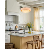 Modern Chandeliers 18" Drum Chandeliers with 2-Layer Fabric Shade 4-Light Pendant Light Fixture with E26 Base Light Fixture for