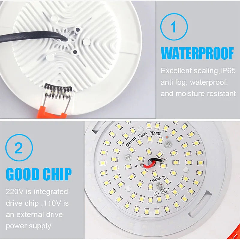 LED Waterproof Downlight Dimmable IP65 Kitchen 220V 12V 7W 9W 12W 15W Bathroom Toilet Eaves White Ceiling Lamp Spot Light