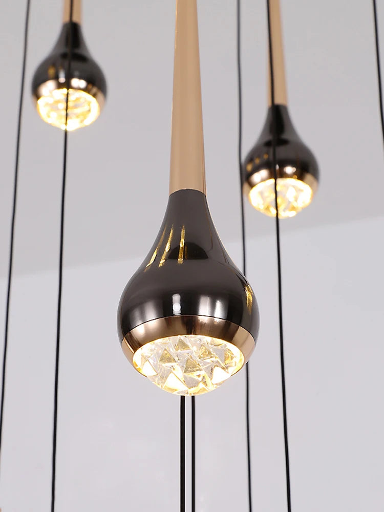 Minimalist Style LED Ppendent Lamp Double Layered Attic Chandelier Villa Staircase Pendant Light Living Room Kitchen Pendant