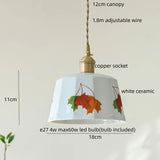 IWHD Home Design LED Pendant Lamp Balcony Reading Dining Room Japan Style Gold Copper Patterned Ceramic Hanging Lights Hanglamp