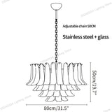 Modern Silver Branch Chandelier, Murano Horseshoe Glass Shade Lustre, Dimmable Pendant Lamp for Dining Room, Decor for Ceilings