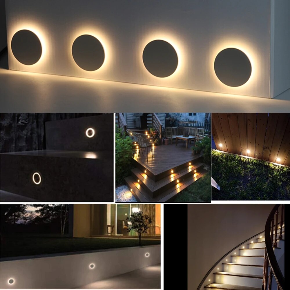 IP67 Waterproof Recessed Stairs LED Wall Lamp For Garden Home Stair Wall Lights 1W Outdoor Corridor Lamps 12V-24V Wall Lighting