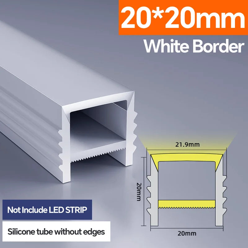 Light Strip Silicone Tube LED Diffuser Flexible Black and White Lampshade with Edge Contour Light Mask Plate Cover