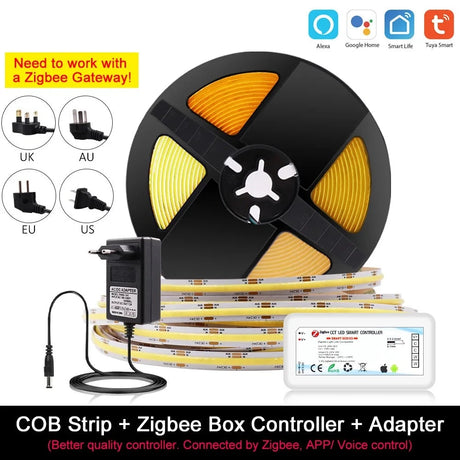 Wi-fi CCT COB LED Strip Light Kit 5mm 10mm Color Temperature Dimmable Supports Alexa Google SmartThings Room Decors