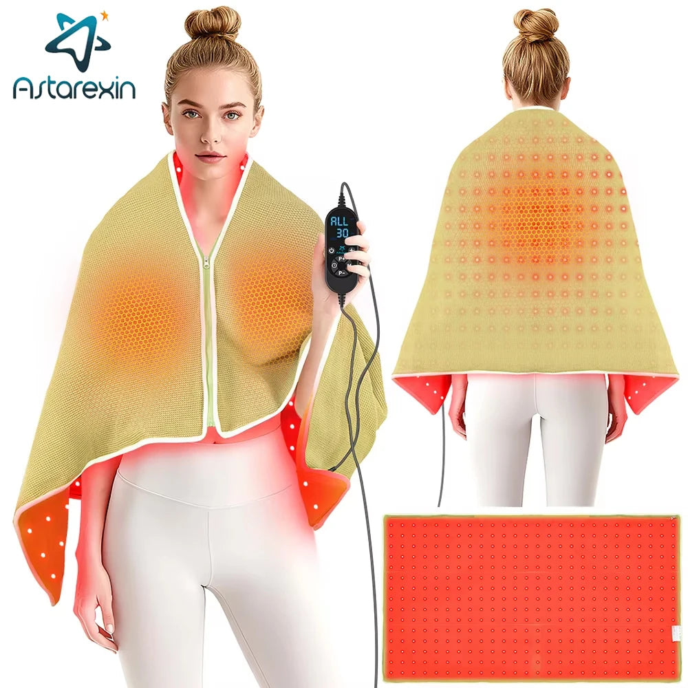 Red Light Therapy Blanket 660nm 850nm - Infrared Heating Shawl for Pain Relief