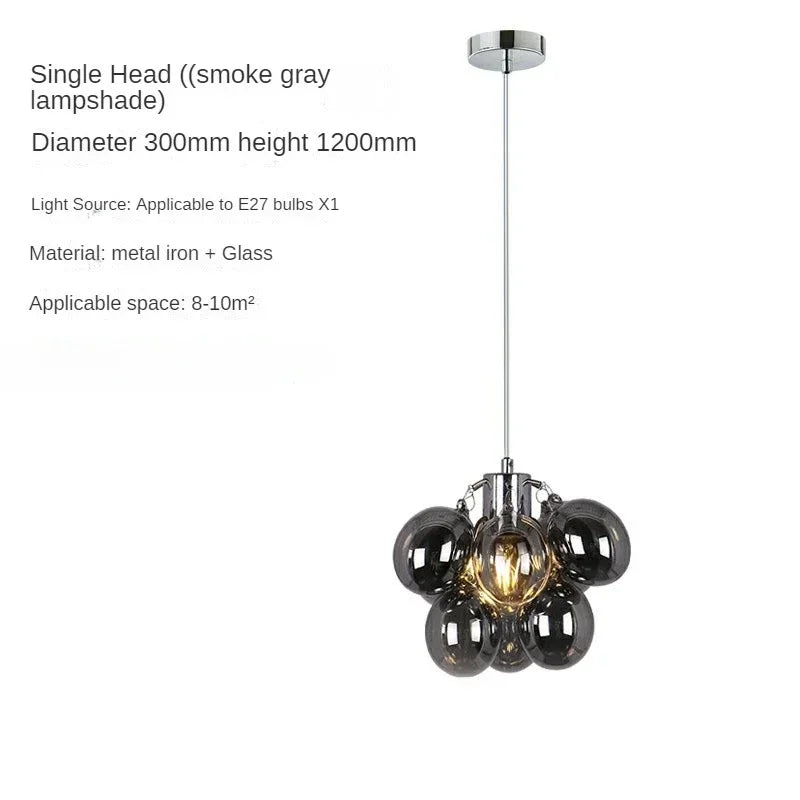 Nordic Balloon Bubble Lighting Boy Children's Bedroom Chandelier Living Room Model Restaurant Creative Ash Glass Lamp