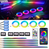 18 / 22 In 1 Streamer Car Ambient Lights RGB 213 64 Color LED Interior Rainbow Acrylic Strip Symphony Remote Atmosphere Lamp Kit