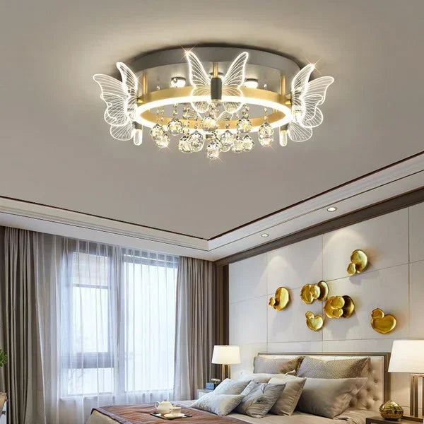 Cartoon Children&#39;s Room Light Crystal Ceiling Light New Butterfly Chandelier Girl&#39;s Room Balloon Light LED Bedroom Light