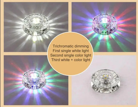 Flush LED Ceiling Lamp Living Room Crystal Corridor Aisle Lights 3W Three-color LED Ceiling Lights Balcony Lamp