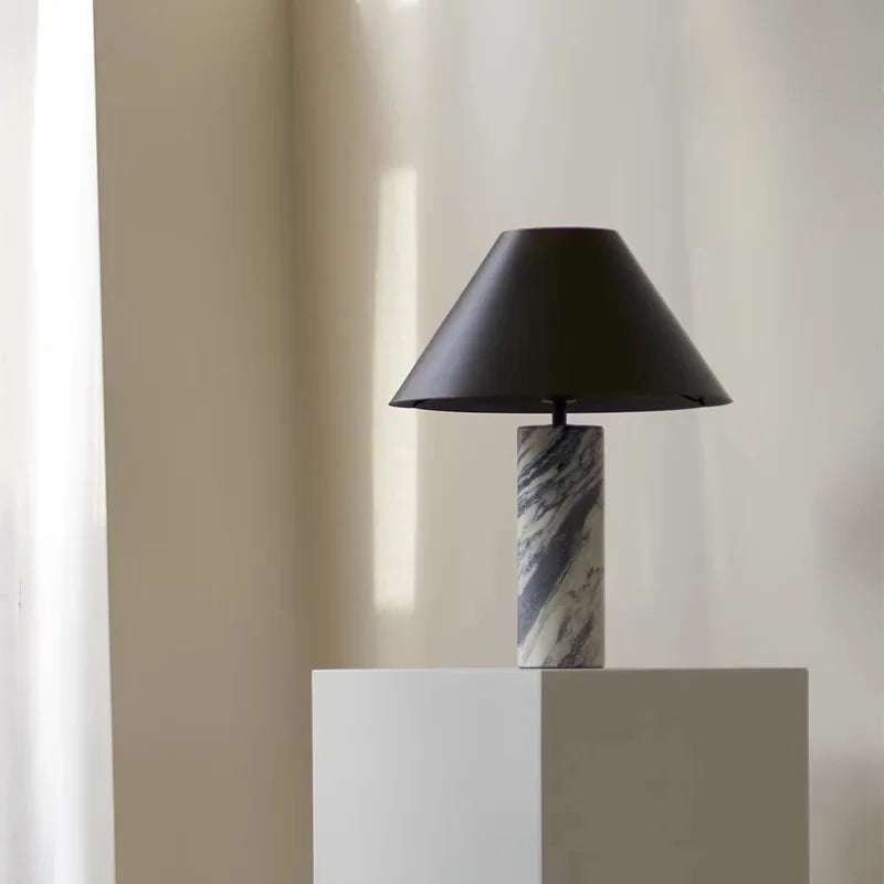 Italian Designer Natural Marble Table Lamp - Luxury Stone Side Light for Living Room